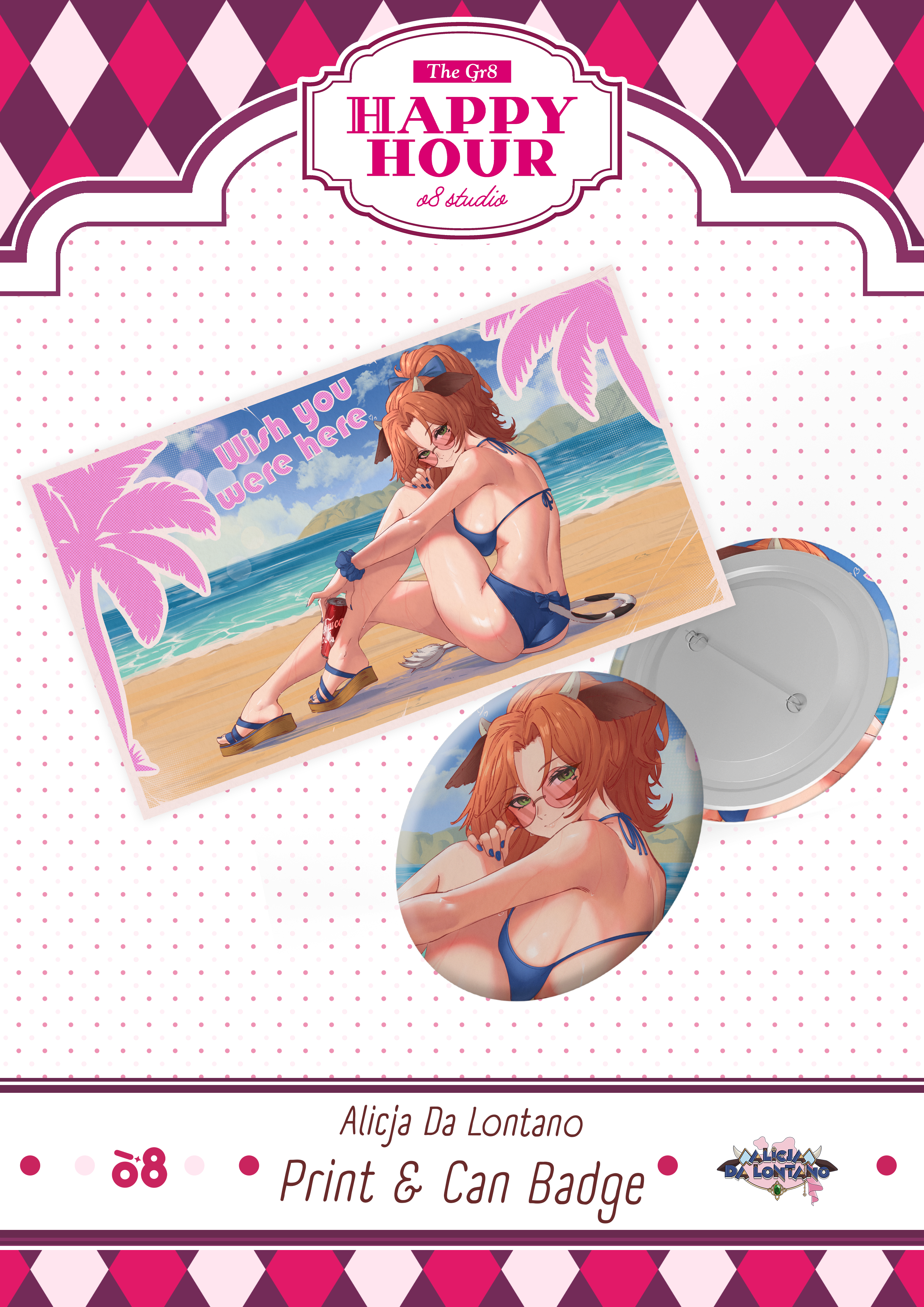 Alicja Happy Hour Print and Can Badge Set