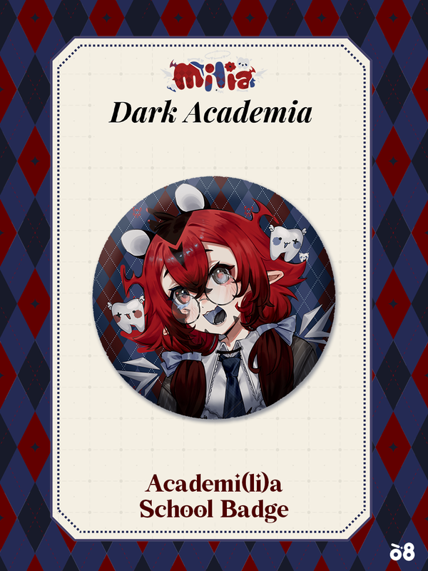 Milia's Dark Academilia Can badge