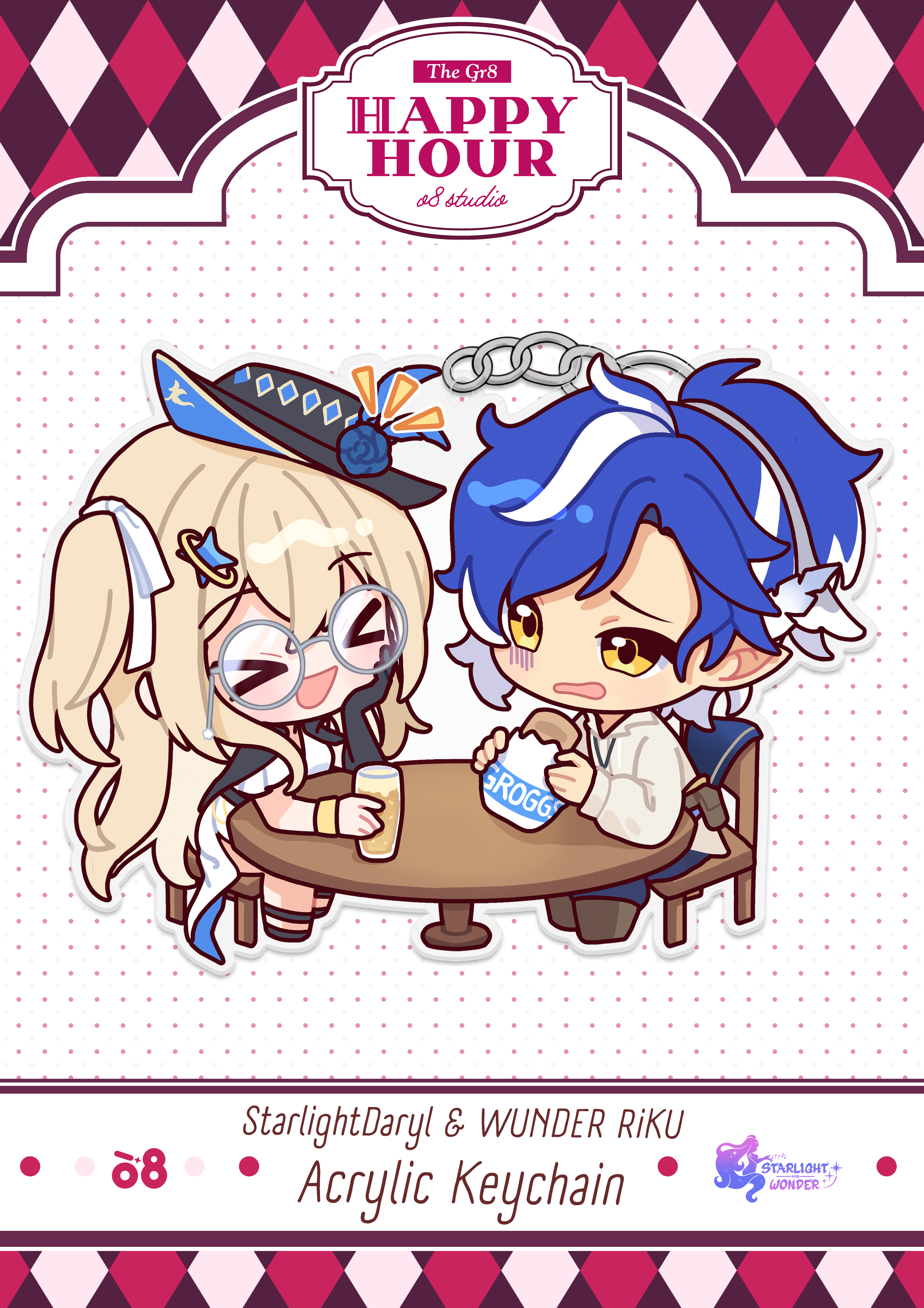 StarlightDaryl & WUNDER RiKU Happy Hour Keychain