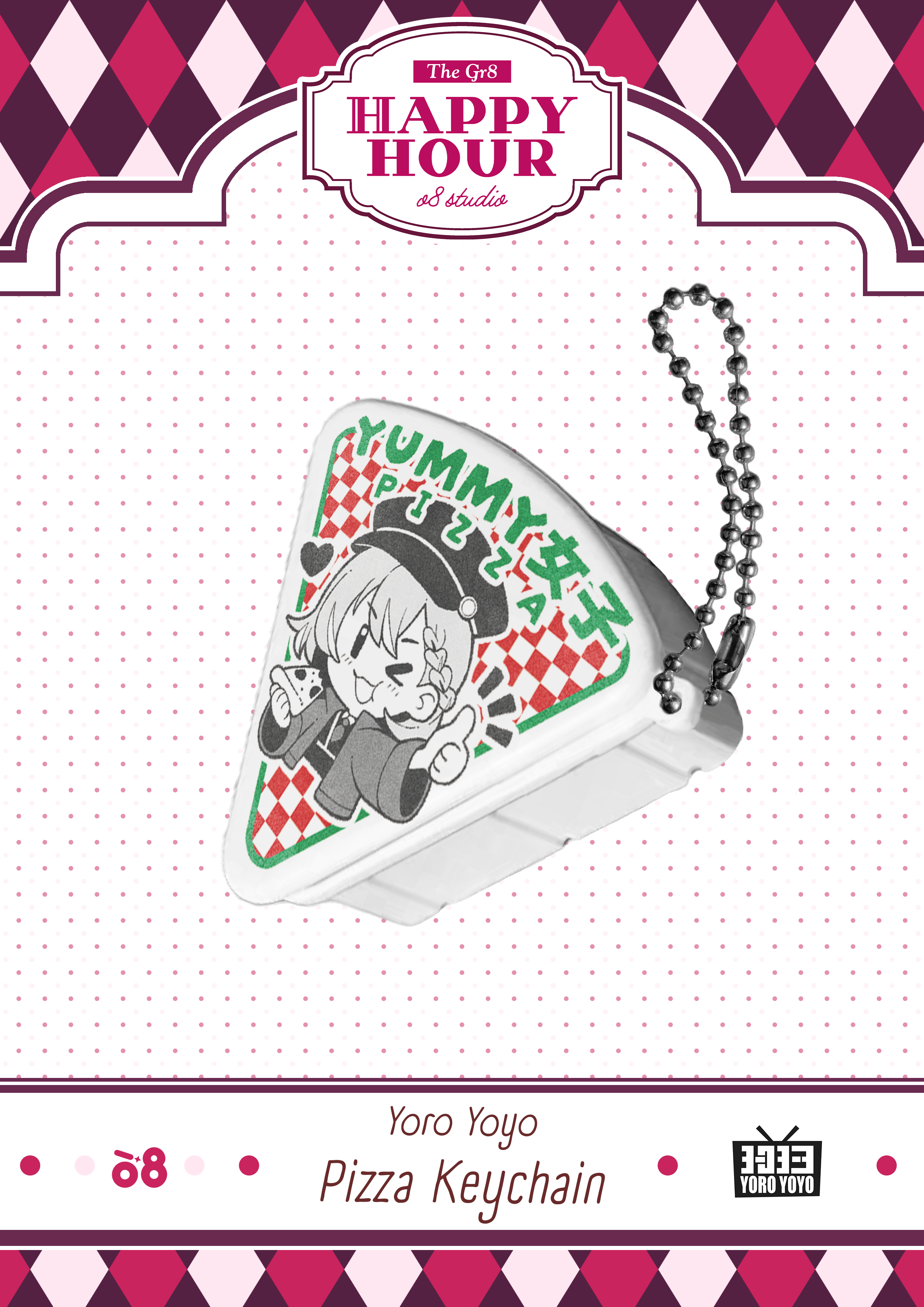 Yoro Pizza Squishy Happy Hour Keychain